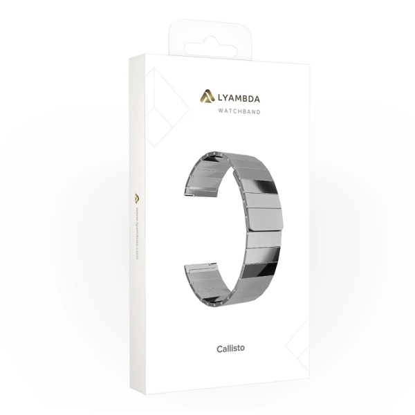 Ремешок из нержавеющей стали для часов Lyambda Callisto 20мм, серебристый